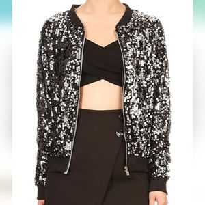 Sequined bomber jacket